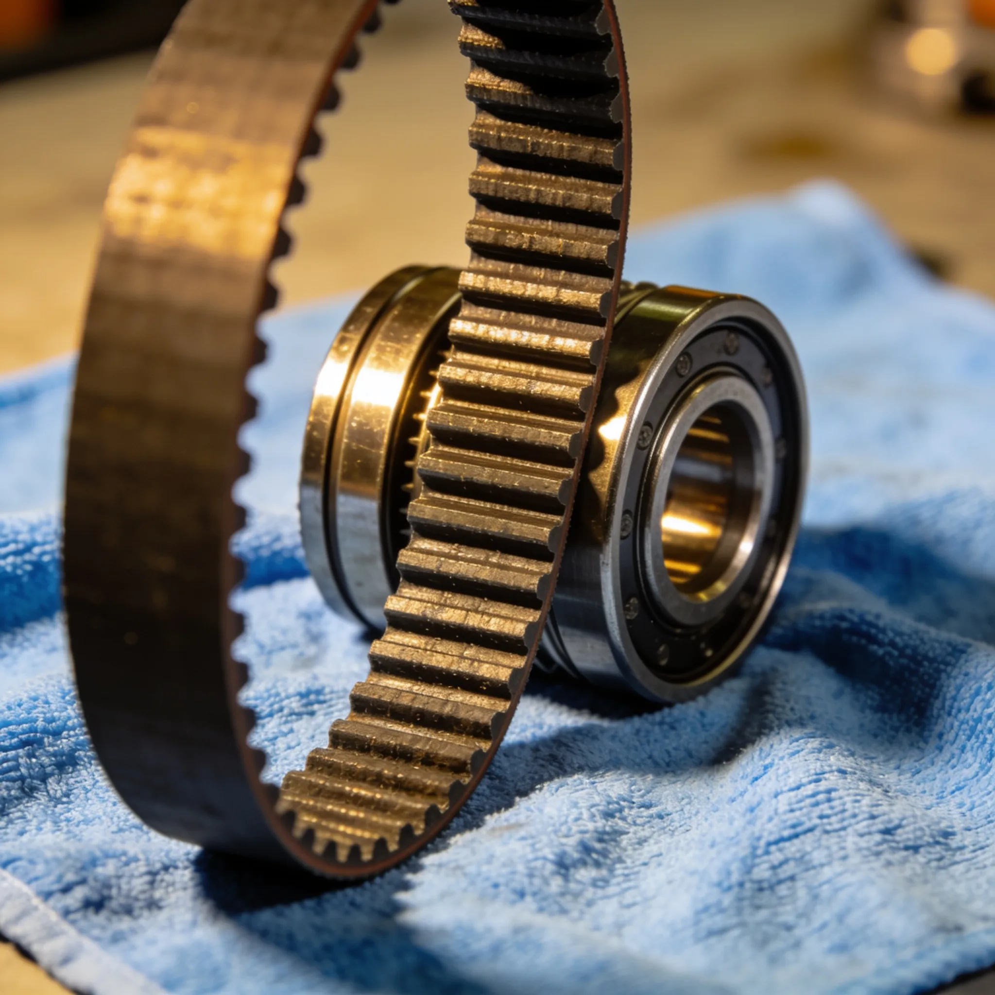 CVT belt and variator assembly during a rebuild process